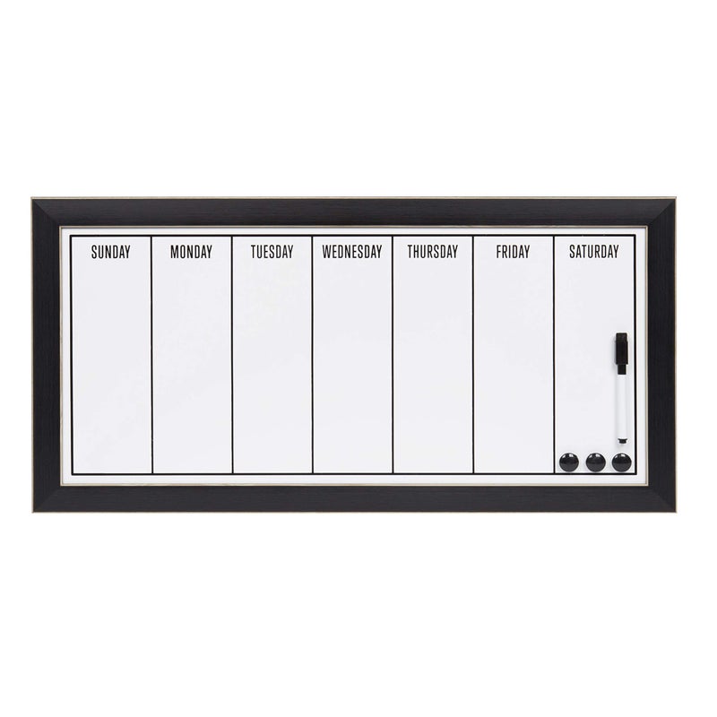 DesignOvation Wyeth Framed Magnetic Dry Erase Weekly Calendar, Black - Image 1